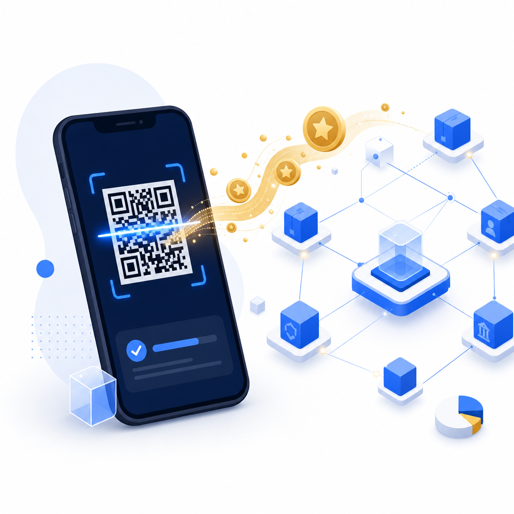 999pay QR mileage blockchain illustration
